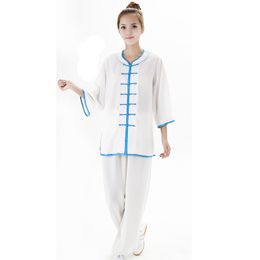 Women Linen Traditional Chinese Clothing Wushu TaiChi KungFu Kung Fu Uniform Suit Uniforms Tai Chi Exercise Clothes Costume