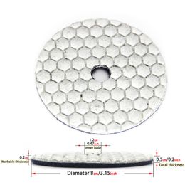 3" 4" Diamond Dry Polishing Pad Granite Marble Concrete Stone Tile Buffing Grinding Tool 1piece Grit 30/50/100/200/400/800/1500