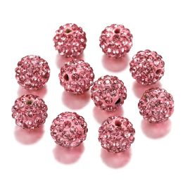 8/10/12mm Pink White Mix Czech Crystal Rhinestone Round Clay Pave Disco Ball Beads for Bracelet Necklace Earring Making 10pc/Lot