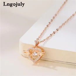 Pendant Necklaces Fashion Jewellery Women Necklace Titanium Steel 18K Gold Plated Heart For Anniversary Party Gifts TGN124