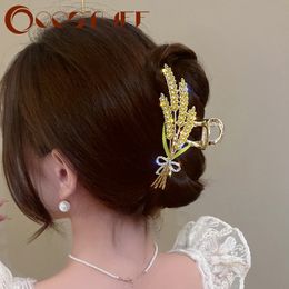 Elegant Hair Claw Gold Colour Wheat Hair Clip Hair Accessories Frog Buckle Hairpin Claws Clip Ornament Women Girls 2023 New Style