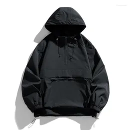 Men's Jackets Spring Pullover Hoodie Jacket Men High Quality Half Zipper Coat Solid Color Comfortable Streetwear Casual Outerwear Clothing