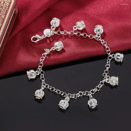Charm Bracelets 925 Sterling Silver Crown Pendant Zircon Bracelet For Women Wedding Engagement Party Fashion Jewellery