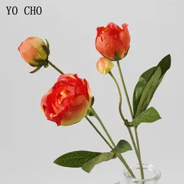 Decorative Flowers High Quality 4 Flower Heads Peony Flores Artificial And Bud Decoration For Garden Hallway Home Wedding