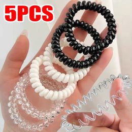 Transparent TPU Hair Bands for Women Hair Accessories Girl Phone Cord Spiral Hair Ties Gum Cute Elastic Hair Rings Band