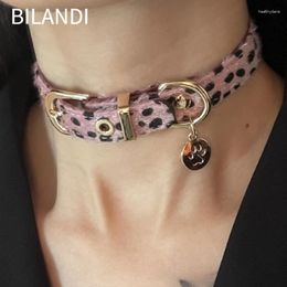 Choker Bilandi Modern Jewelry Cool Puck Style Belt Spot PU Necklace For Women Girl Party Gift 2024 Trend
