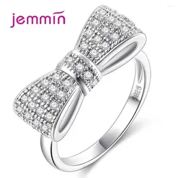 Cluster Rings Fashion 925 Sterling Silver Love Finger For Women Gift Metal Knuckle Ring Engagement Bowknot CZ Cubic Zircon Jewelry