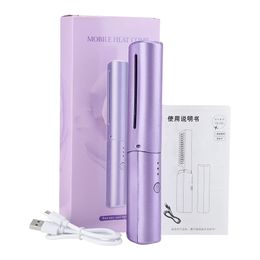 Hair Straightener Wireless Comb Iron Multi-speed Electric Straightening Comb Hair Care Smooth Hair Brush Rechargeable Comb 240401