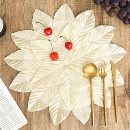 Table Mats Placemat Decoration Artificial Leaf Shape Anti-Slip Patchwork Anti-Scaling Gold Kitchen Dining