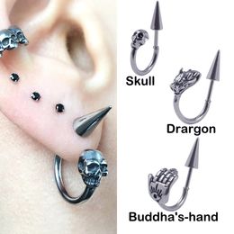 1PC 361L Surgical Steel Skull Lip Ring Horseshoe Labret Ring Punk Hand&Spike 16g Nose Ring Cartilage Earrings Piercing Jewellery