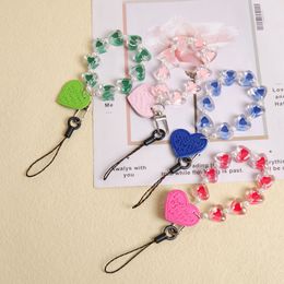 Multicolor Heart Mobile Phone Chain Pendant Bag Women Girls Cell Phone Lanyard Anti-Lost Hanging Cord Telephone Jewellery Access