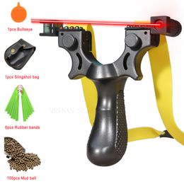 Red Laser Shooting Slingshot Outdoor Hunting Practice Flat Rubber Band Aiming Mud Ball Slingshot Shooting Target Box Package