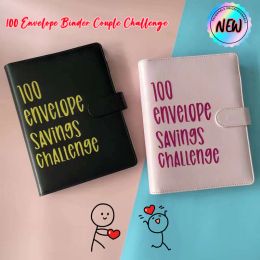 Notebooks 100 Envelope Challenge Binder Couple Challenge Event Notepad Savings Folder Hot Sale PU Leather Binder Notebook Money Envelopes