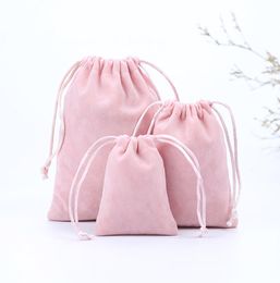 79cm 912cm Velvet Drawstring Pouch BagJewelry Bag ChristmasWedding Gift Bags Black Red Blue Multicolor Whole8241227