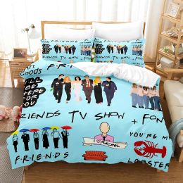 3D Friends TV Movie Duvet Cover Set Full Queen King Size Comforter Cover Bedclothes Bed Linen Quilt Cover Set with Pillowcase(s)