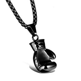 Boxing Gloves Personality Pendant Necklace Domineering Mens Boxing Fitness Stainless Steel Jewelry