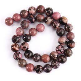 Natural Black Line Red Rhodochrosite Stone Round Loose Beads For Jewelry Making DIY Bracelets Necklace Accessories 4/6/8/10/12mm