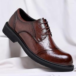 Casual Shoes Men Lace Up Oxfords Luxury Genuine Leather Leisure Dress Comfort Handmade Trend Fashion Wedding Party