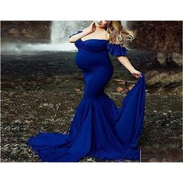 Maternity Dresses For Po Shoot Women Y Shoderless Mermaid Clothes Pregnancy Dress Baby Shower Pography Props 29857519 Drop Delivery Ki Otfvk