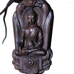 Decorative Figurines Wood Buddha Figurine Amulets Pendant Statue Decor