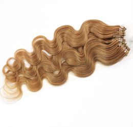 100strandsset Micro Ring Loop Hair Extensions Body Wave 1gstrand 1B Black 8 Brown 613 Blonde Red More Color Human Hair1582164