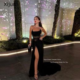 Party Dresses Xijun Sexy Black Mermaid Prom 2024 Strapless Evening Side Split Illusion Girls Formal Gowns Occasion Dress