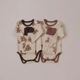 Trousers Autumn New Baby Unisex Casual Set Kid Girls Cute Bear Long Sleeves Bodysuit And Boy Comfortable Cotton High Waist Pants Suit