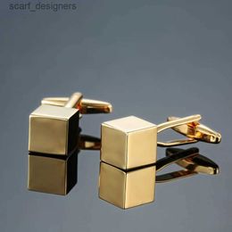 Cuff Links Mens Shirt Cufflinks smooth Cuff links Groom Suit gold Metal Cube Cufflinks High Quality Best Wedding party Gift Y240411