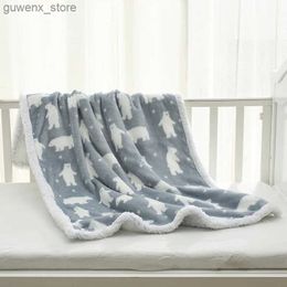 Blankets Swaddling Newborn Baby Blankets Winter Double Layer Thicken Fleece Warm Swaddle Blanket Infant Bedding Soft Stroller Cover Manta Bebe Y240411