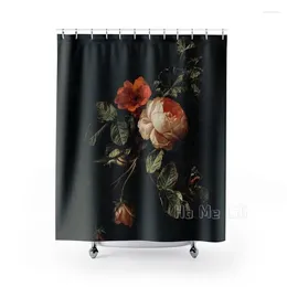 Shower Curtains Black Floral Curtain Renaissance Decor Vintage Painting