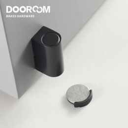 Dooroom Brass Door Stops White Black Punch Free Heavy Duty Door Holder Magnetic Invisible Door Stopper Catch