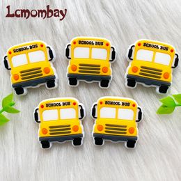 50Pcs New Silicone School Bus Beads To Make Bracelets DIY Pacifier Chain Baby Teething Toy Jewelry Accessories