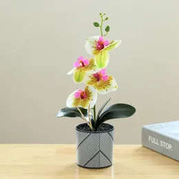 Decorative Flowers Artificial Butterfly Orchid Flower Bonsai Beautiful Silk Potted Wedding Decoration Fake Home Room Balcony Decor