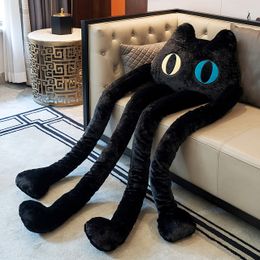 Long Cat Plush Pillow 39Inch Cute Black Cat Stuffed Animals Kawaii Soft Plushies Big Plush Toys Gift for Girlfriend Kids