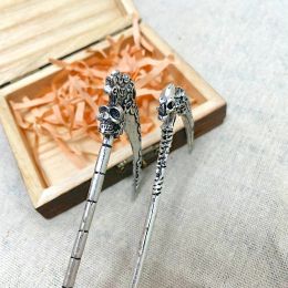 Punk Death Scythe Skull Hair Stick for Women Gothic Vikings Sickle Hairpin Metal Fleur-de-lis Witch Hairclip Retro Norse Jewellery