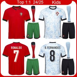 Portuguese soccer jerseys kids football kits 2024 portugals home away boys football jersey kit 24 25 B.FERNANDES JOAO FELIX football shirt full set maillot camiseta