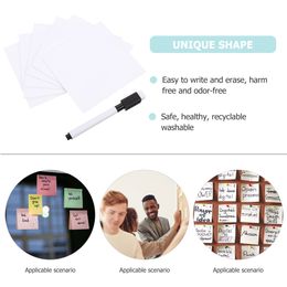 6Pcs Dry Erase Self- Notes Pads Reusable White Board Label Sticky Message Sticker Memo Sticker with Pen for School Office