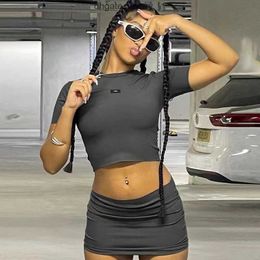 Womens sportswear two-piece dress brand-name vest cotton elastic seven-point yoga suit fitness bra mini skirt vest shorts golf tennis retro T-shirt