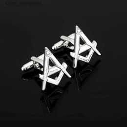 Cuff Links Fashion High Quality Hot Fashion men cuff links freemasonry cufflinks silvery masonic cuff buttons sleeve designer for masonry Y240411