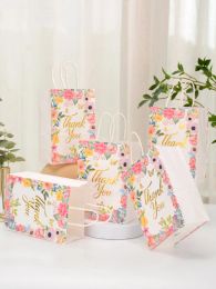 5pcs Flower Gilded Gift Bag Paper For Wedding Gift Bags DIY Guests Candy Gift Packaging Bag Wedding Decoration