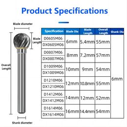 D Type Head Tungsten Carbide Alloy Rotary File Tool Point Burr Die Grinder Abrasive Tools Drill Milling Carving Bit Metal Wood