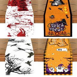 Halloween Decorations Table Runner For Home Pumpkin Bat Flag Cloth Tablecloth Room Halloween House Horror Party Scary Decor 2023