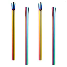 Disposable Cups Straws Cocktail Stirrer Straw Stirrers Pearl Milk Tea Stainless Steel Long Drinking 304