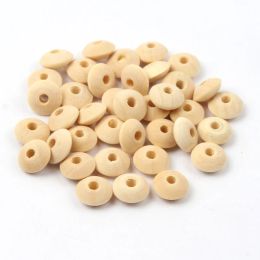 100Pcs 8/12mm Eco-Friendly Natural Wood Spacer Beads Flat Lead-free Wooden Beads For Jewelry Making DIY Bracelet Pacifier Clips