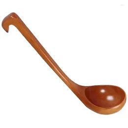 Coffee Scoops Long Handled Wooden Soup Spoon Bamboo Classic Ladle Kitchen Cooking Tools Catering Dessert Rice Retail