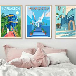 Morocco Marrakech Travel Posters Street Artwork Canvas Painting Retro Print Wall Art Modern Pictures For Living Room Home Decor