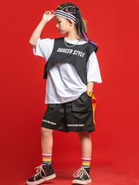 Street Dance Kids Hip Hop Clothing Loose Vest Shorts Summer Boys Suit Jazz Modern Dance Costume Girls Kpop Stage Clothes BL9837