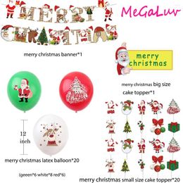 Party Decoration Christmas Banner Decorative Supplies Santa Claus Egg Balloon Flag Set