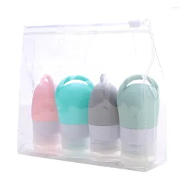 Liquid Soap Dispenser 4Pcs Hangable Silicone Dispensing Bottles Body Wash Shampoo Disinfectant Portable Storage Cosmetic Lotion Refillable