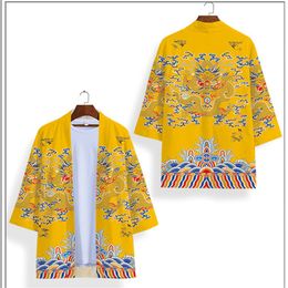 Chinese Style Kimono Cardigan Men Harajuku Streetwear Samurai Costume Yukata Haori Kimono And Shorts Set